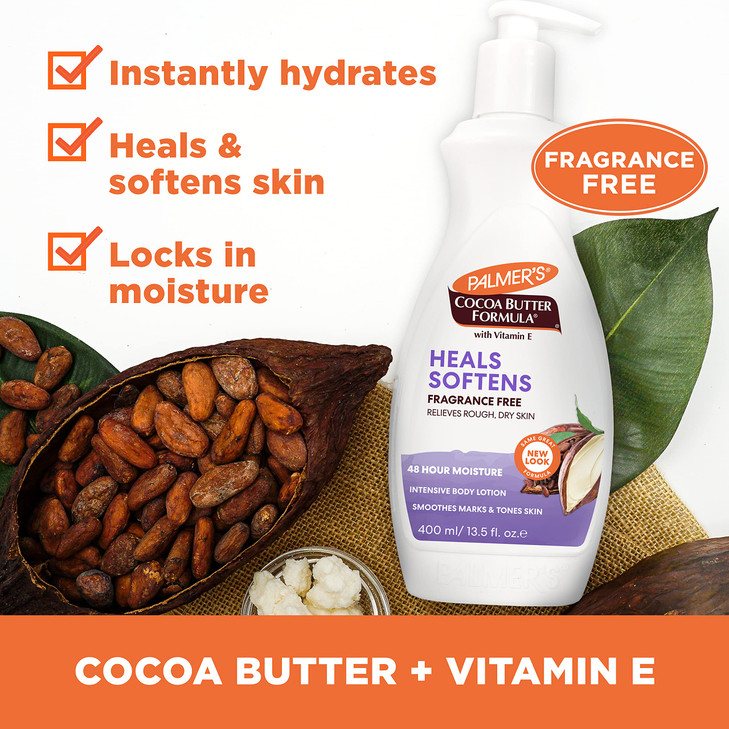 Palmers Cocoa Butter Formula Daily Skin Therapy Fragrance Free Lotion for Dry Skin Unscented Body Lotion Pump Bottle 135
