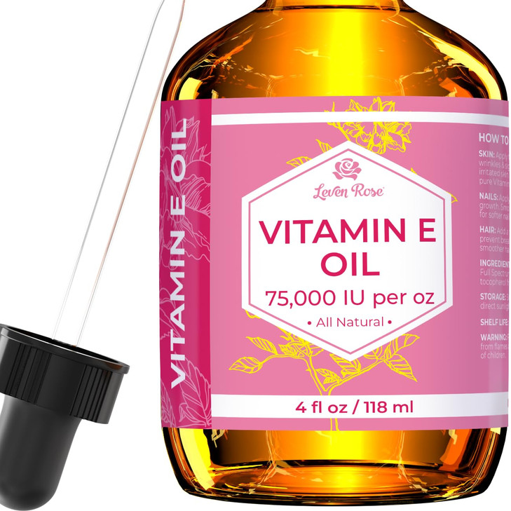 Vitamin E Oil by Leven Rose 75000 IU per oz 100 Natural Organic Pure Vitamin E Oil for Skin Face Hair Nails and Scars 4
