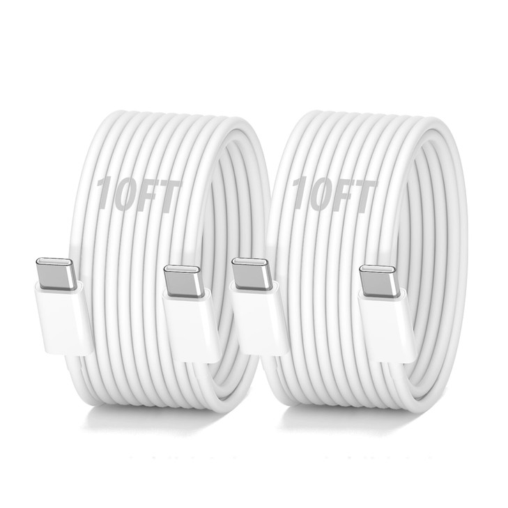 UIIZIBVKJZ 10FT USB C to USB C Cable 60W,2Pack Type C Charger Cable Fast Charging Cord for iPhone 16 15 Pro Max Plus iPad Pro Air Mini MacBook Air,Wh online at globaldelivered