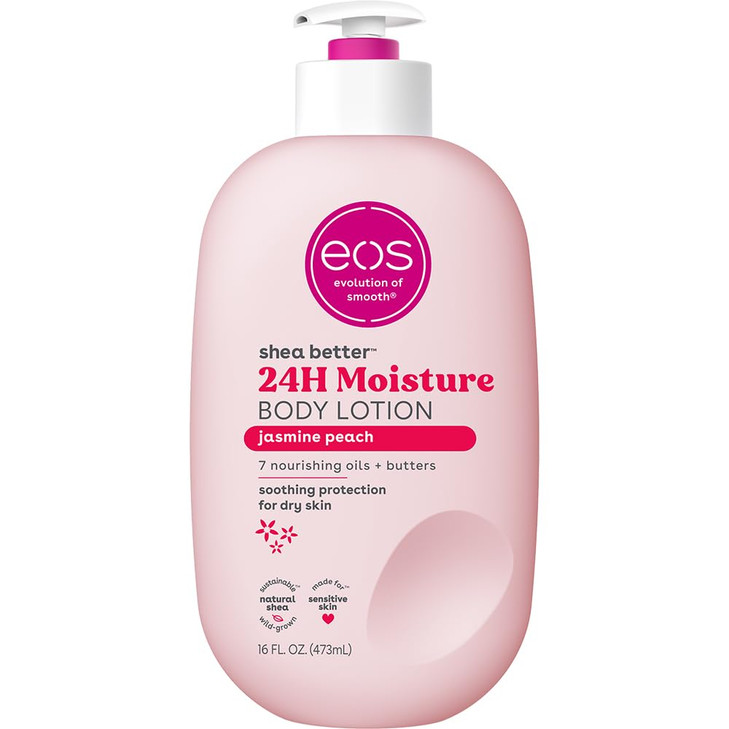 eos Shea Better Body Lotion Jasmine Peach 24Hour Moisture Skin Care Lightweight NonGreasy Natural Shea Vegan 16 fl oz