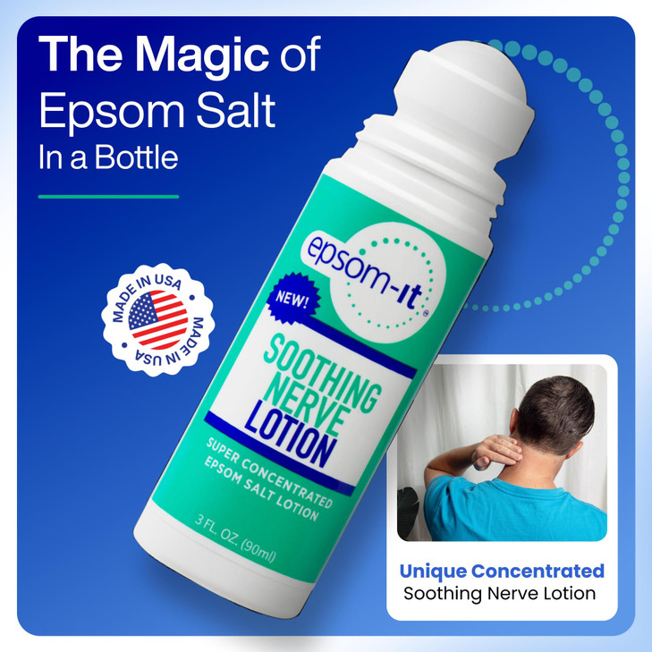 EpsomIt Soothing Nerve Lotion Roll On Epsom Salt Magnesium Lotion Topical Magnesium Cream with Capsaicin Arnica for Tire