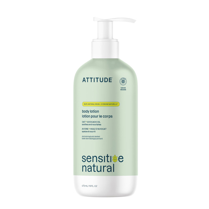 ATTITUDE Body Lotion for Sensitive Skin with Oat EWG Verified Dermatologically Tested Vegan Avocado Oil 16 Fl Oz