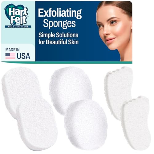 HartFelt Skin Care Bundle Includes 2 each Facial 2 Body Foot Sponges for Exfoliating and Removing Dead Skin Reusable Che