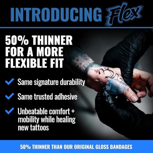 Saniderm Flex Tattoo Aftercare Bandage New 3 Sheets 6 in x 8 in Convenient Faster Tattoo Healing and Protection Sterile
