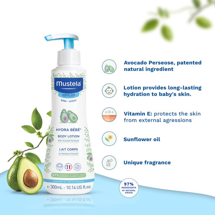 Mustela Hydra Bebe Body Lotion Daily Moisturizing Baby Lotion with Natural Avocado Jojoba Sunflower Oil 1014 fl oz 2Pack