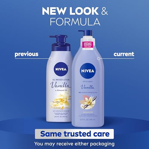 NIVEA Oil Infused Vanilla and Almond Oil Body Lotion for Women FastAbsorbing and NonGreasy Vanilla Scented Lotion Moistu