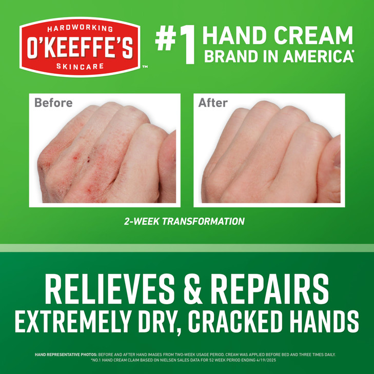 OKeeffes Working Hands Hand Cream for Extreme Dryness 3 oz Tube 2 Pack Repairing Skincare for Cracked Dry Hands