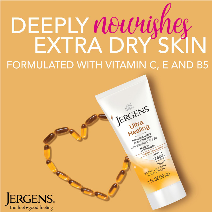 Jergens Ultra Healing Dry Skin Moisturizer Travel Size Body and Hand Lotion 1 Oz Pack of 24