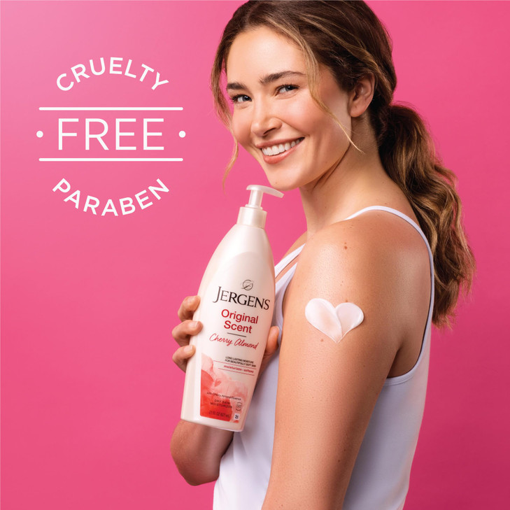 Jergens Original Scent Dry Skin Body Lotion Hand and Body Moisturizer Cherry Almond Essence Dermatologist Tested 21 Oz P