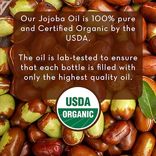 Pure Body Naturals Organic Jojoba Oil 4 Fl Oz 100 Pure Organic Cold Pressed Jojoba Oil for Skin Face Nails and Hair Grow