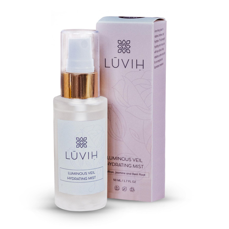 LUVIH Luminous Veil Face Mist with Rosewater Saffron Jasmine Neroli Hydrating Soothing Facial Mist for Glow Refreshing S