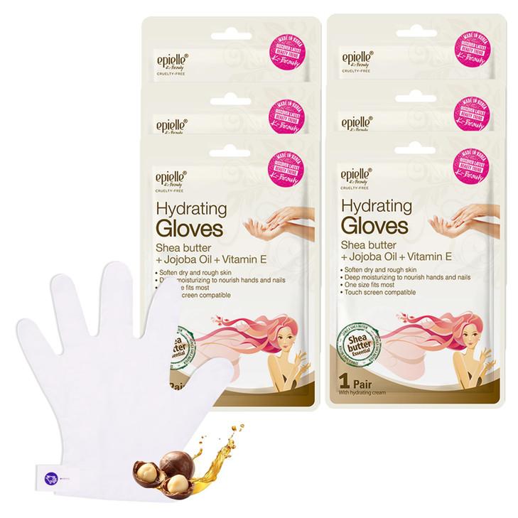 Epielle Hydrating Hand Mask 6 Pairs Relieve and Soften with Shea Butter Jojoba Oil Deep Moisturizing Gloves for Dry Crac