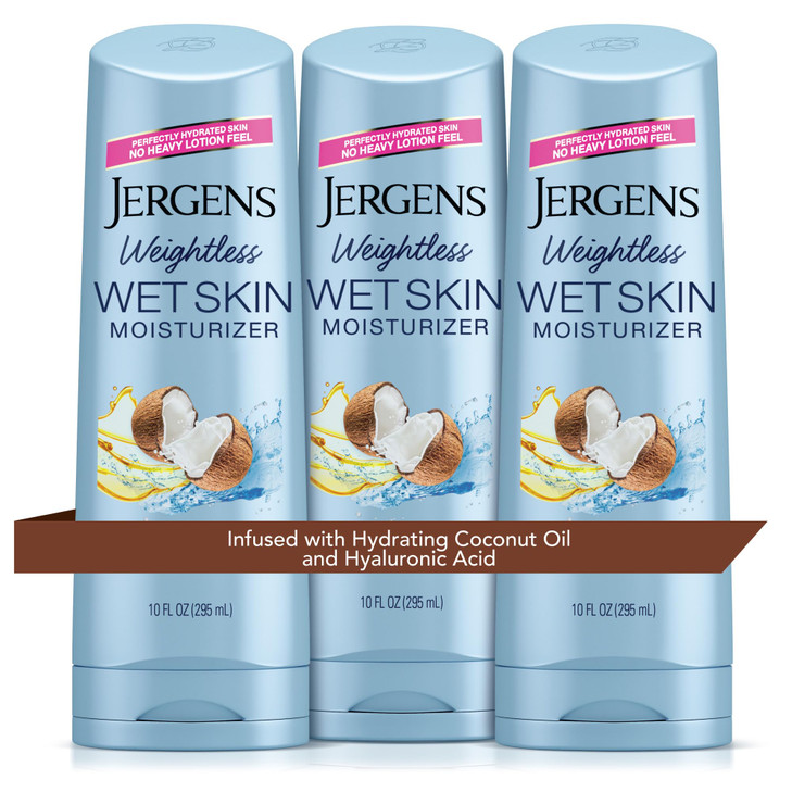Jergens Wet Skin Body Moisturizer with Coconut Oil In Shower Lotion for Dry Skin FastAbsorbing NonSticky Dermatologist T