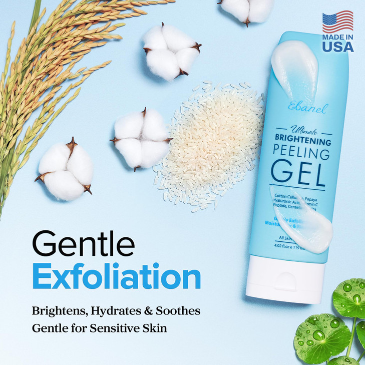 Ebanel Brightening Peeling Gel with Cotton Cellulose Rice Papaya Centella Hyaluronic Acid for Face and Body Gentle Exfol