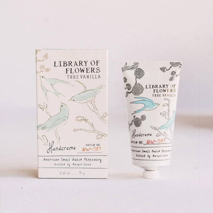Library of Flowers True Vanilla Handcreme 265 oz Bergamot Dark Vanilla Amber Scented Hand Cream for Women Luxury Moistur