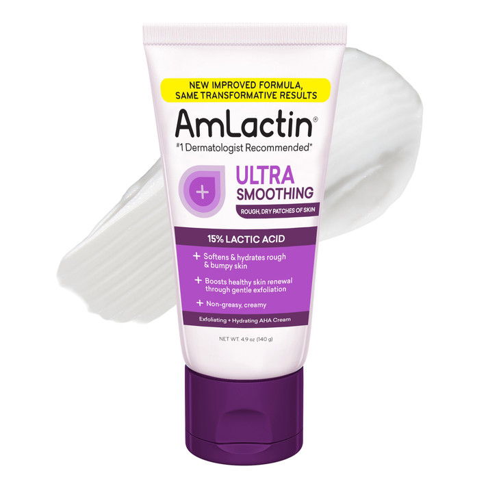 AmLactin Ultra Smoothing Therapeutic Hand Cream for Dry Cracked Hands NoScrub Exfoliator and Moisturizer with 15 Lactic