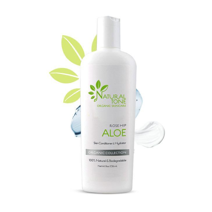 Natural Tone Organic Skincare Rosehip Aloe Lotion Everyday Skin Conditioner and Hydrator Lotion 8oz