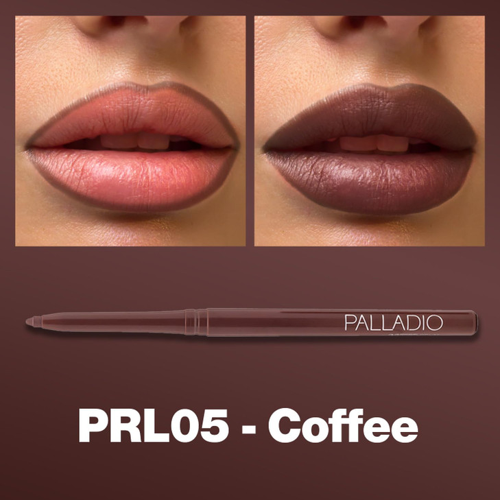 Palladio Retractable Waterproof Lip Liner High Pigmented and Creamy Color Slim Twist Up Smudge Proof Formula with Long Lasting All Day Wear No Sharpe