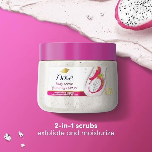 Dove Body Scrub Dragon Fruit Coconut Cream Body Scrub Exfoliates and Deeply Nourishes for Smooth Radiant Skin 15 oz