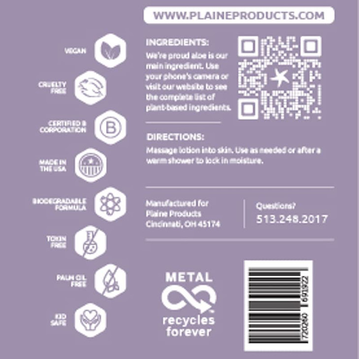 Plaine Products EcoFriendly Body Lotion Citrus Lavender 16 oz Refillable Aluminum Bottle with Pump