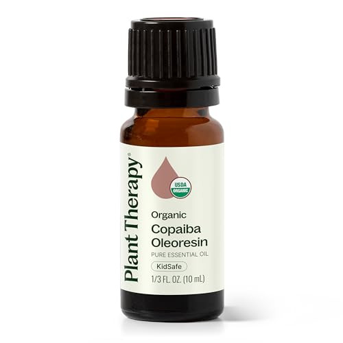 Plant Therapy Organic Copaiba Essential Oil Oleoresin 10 mL 13 oz 100 Pure USDA Certified Organic Undiluted Aromatherapy