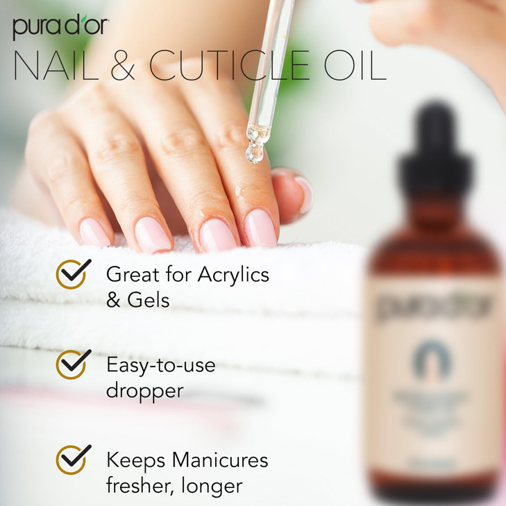 PURA DOR 4 Oz Nail and Cuticle Oil Nourishing Treatment with Dropper Natural Blend Enriched with Biotin Vitamin E Milk f