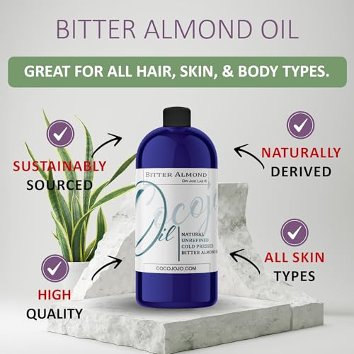 Dr Joe Lab Bitter Almond Oil 32 oz Pure Unrefined Cold Pressed Extra Virgin Non GMO All Natural Vegan Bulk Carrier Oil P