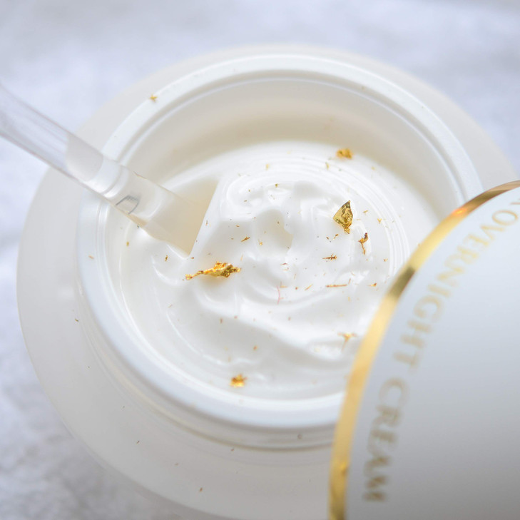 Orogold White Gold 24K Overnight Cream Night Moisturizer with Gold Shea Butter Vitamin E Deep Hydrating Cream for SoftLo