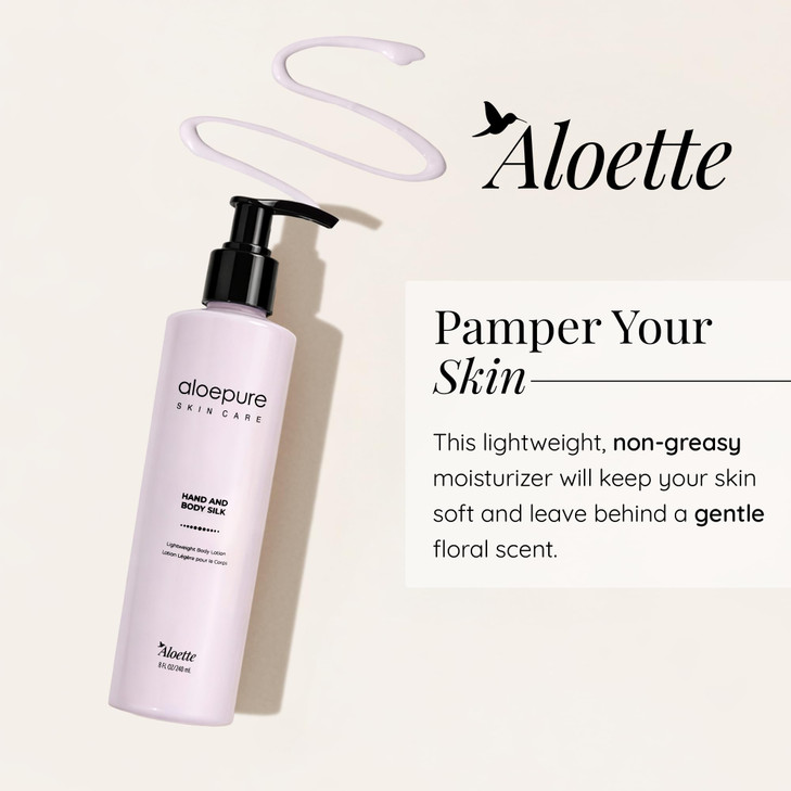 Aloette Hand Body Silk Lotion Lightweight Gentle Moisturizer Body Lotion for Women Men Floral Scent Hydrating Skin Care