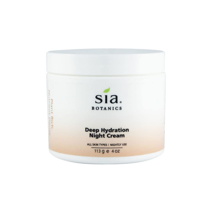 Sia Botanics Deep Hydration Night Face Cream 118ml4oz Tub Facial Moisturizer wJojoba Evening Primrose Vitamin E Natural