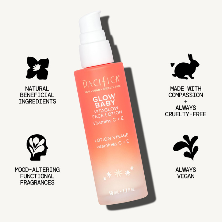 Pacifica Vitamin C Face Lotion Glow Baby VitaGlow Face Moisturizer Glow Recipe Vitamin E Antioxidants Dermatologist Test