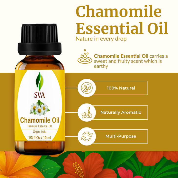 SVA Chamomile Essential Oil 13 Fl Oz 100 Natural Chamomile Oil for Diffuser Hair Care Face Skin Care Aromatherapy Scalp