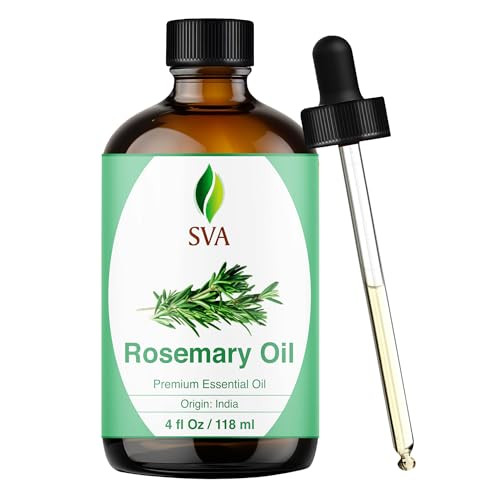 SVA Rosemary Essential Oil 4 Fl Oz 100 Natural Rosemary Oil for Hair Face Skin Care Diffuser Aromatherapy Scalp Body Mas