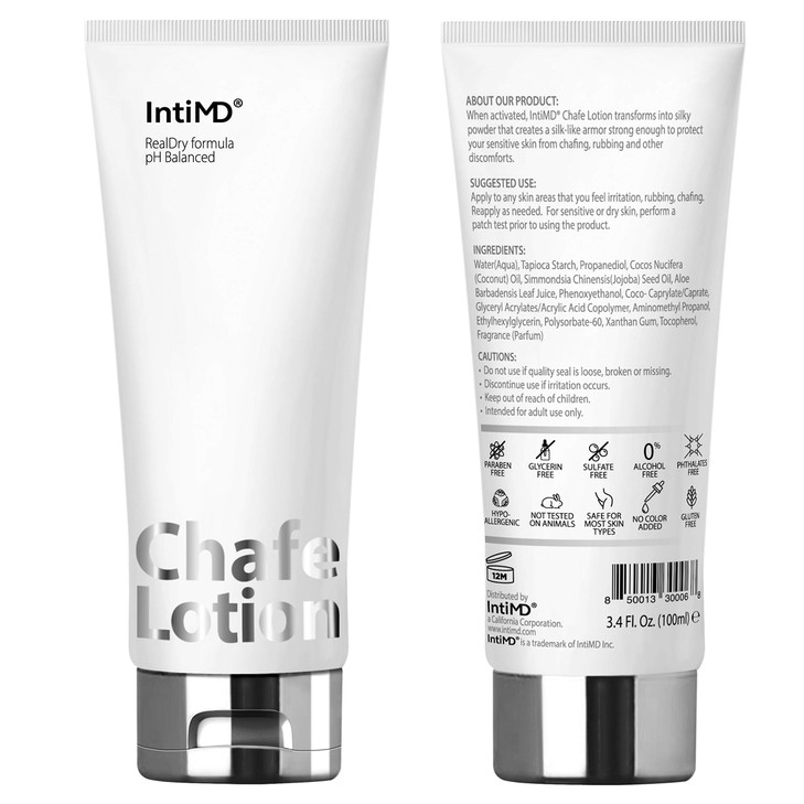 IntiMD Chafe Lotion RealDry formula AntiChafe Cream Protect Sensitive Skin from Chafing Rubbing Friction for Inner Thigh