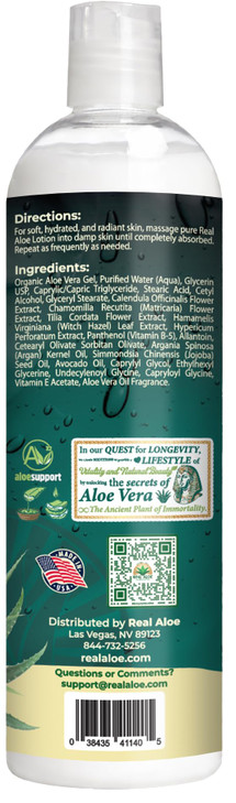 Real Aloe Aloe Vera Lotion 16 fl oz Organic Aloe for Face Body Hands Lightweight FastAbsorbing Moisturizer NonGreasy Hyd