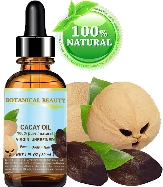 Botanical Beauty CACAY OIL 100 Pure Natural Virgin Unrefined Coldpressed carrier oil WILD GROW 1 Fl oz 30 ml For Face Sk