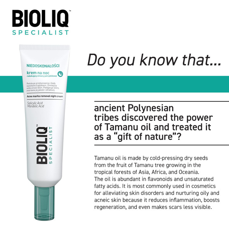 Bioliq Specialist Acne Marks Removal Night Cream with Salicylic Acid Mandelic Acid and Tamanu Oil Reduces Scars and Disc