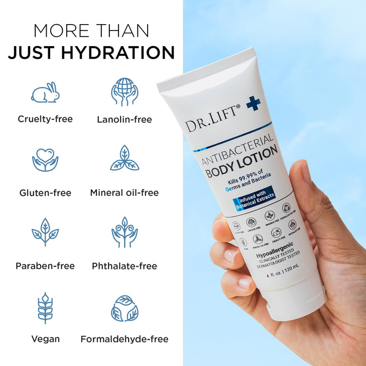 DR LIFT Antibacterial Body Lotion Hypoallergenic Formula with Vitamin C E Calendula and Chamomile Gentle on Skin Non Gre