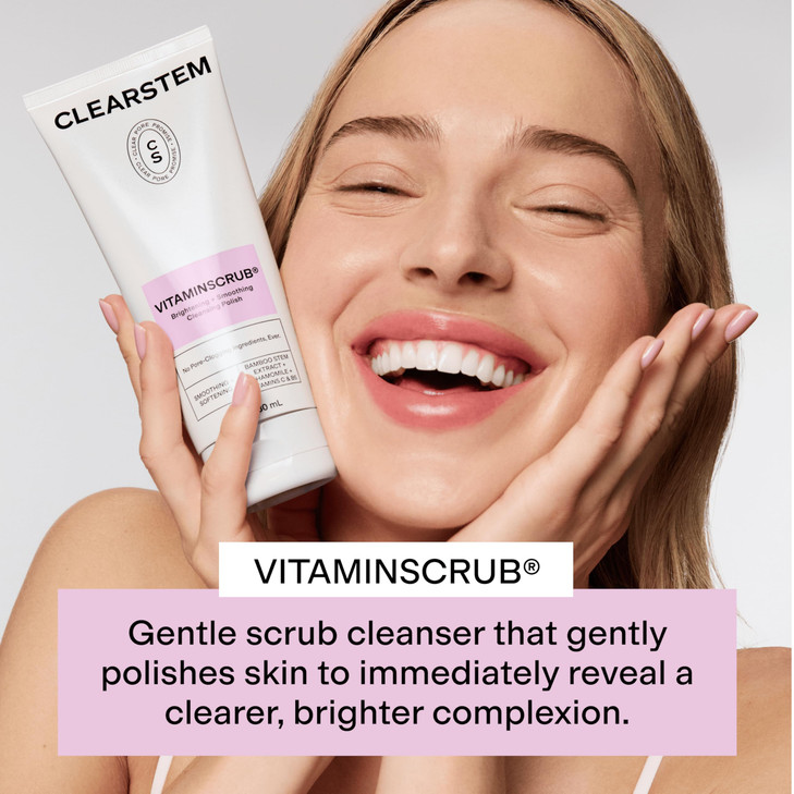 CLEARSTEM VITAMINSCRUB AntioxidantInfused Scrub Cleanser Exfoliating Face Wash Body Scrub Vitamin C Hemp Bamboo Skin Car