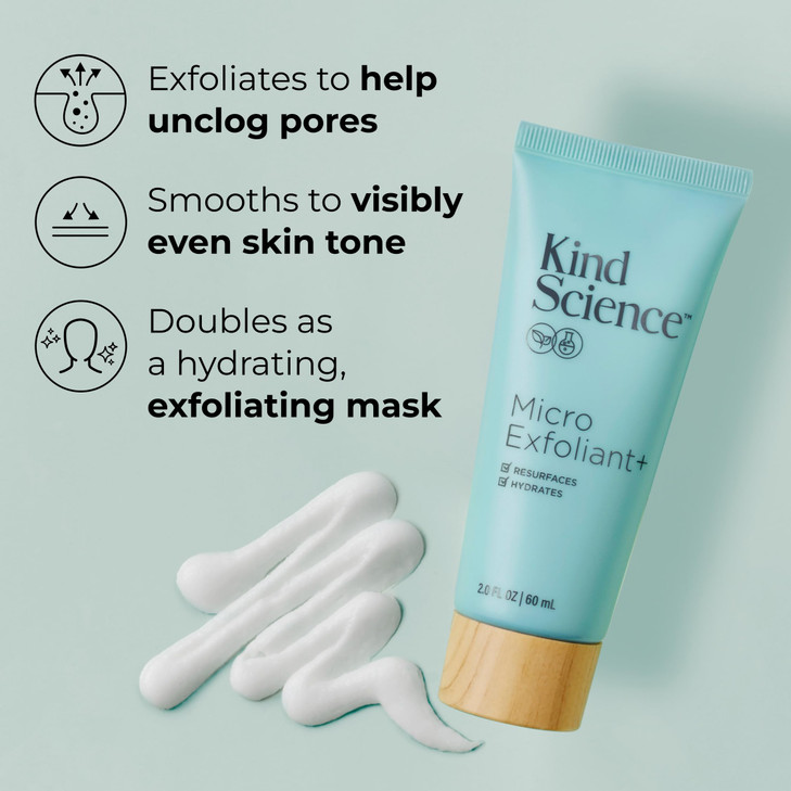 Kind Science Micro Exfoliant Face Scrub 2in1 Exfoliating Face Wash Facial Mask with AHA to Smooth Hydrate Skin Paraben F