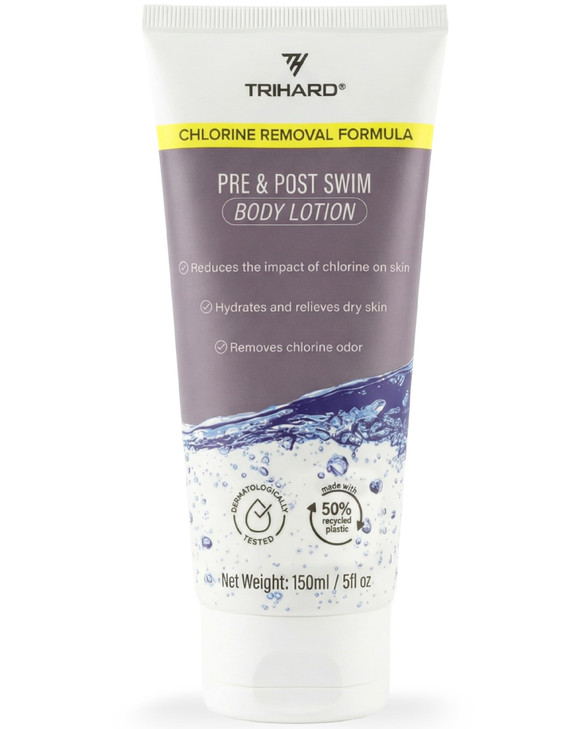 TRIHARD Chlorine Defense Body Lotion for Swimmers Protects and Hydrates Sensitive Skin from Pool and Ocean Pre and Post