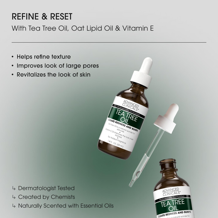 Advanced Clinicals Tea Tree Oil For Skin Facial Serum Tea Tree Serum For Face With Vitamin E Botanicals To Help Improve