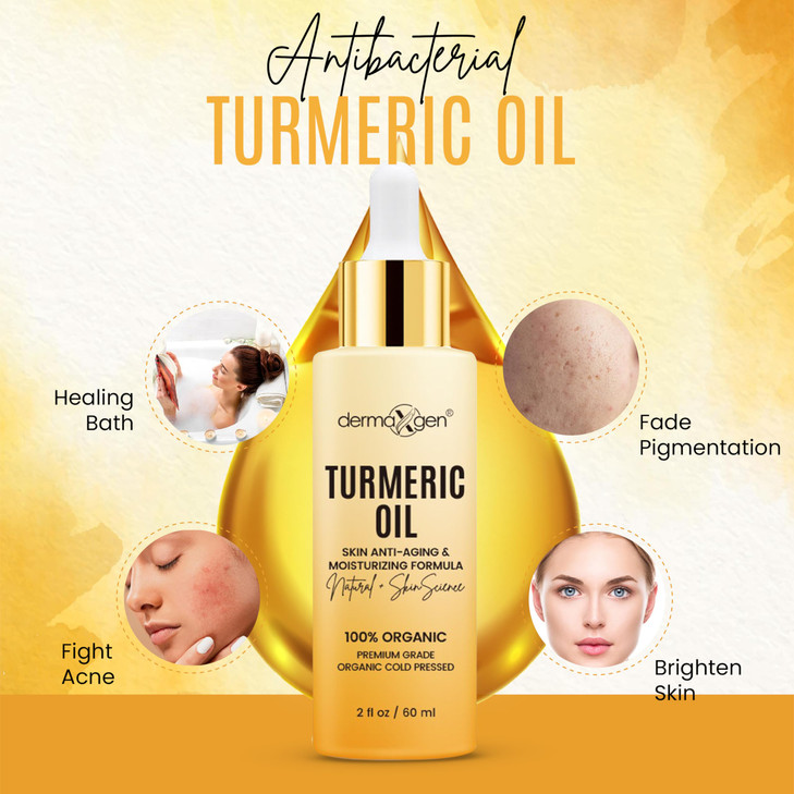 DERMAXGEN Organic Turmeric Oil for Skin Lightening Turmeric Face Oil for Dark Spots AntiAging Hydrating Dry Skin Glow Mo