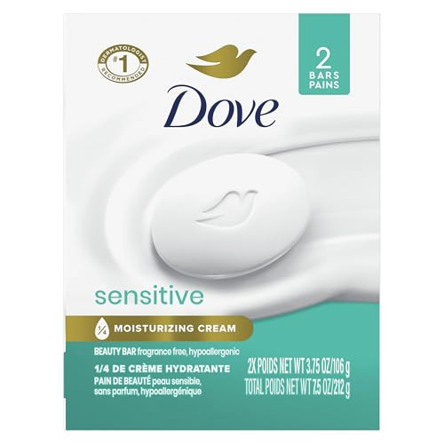 Dove Beauty Bar Soap Sensitive 2 Count for Sensitive Skin, Fragrance Free and Hypoallergenic 7.5 Ounce online at globaldelivered