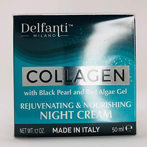 DelfantiMilano COLLAGEN REJUVENATING AND NOURISHING Night Cream Face and Neck Moisturizer with BLACK PEARL and RED ALGAE