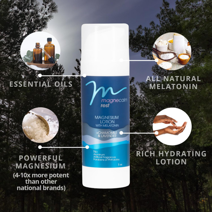 MG12 THE POWER OF MAGNESIUM MagneCalm Rest Lotion with Melatonin Lavender Chamomile Mangesium Lotion for Peaceful Rest 5