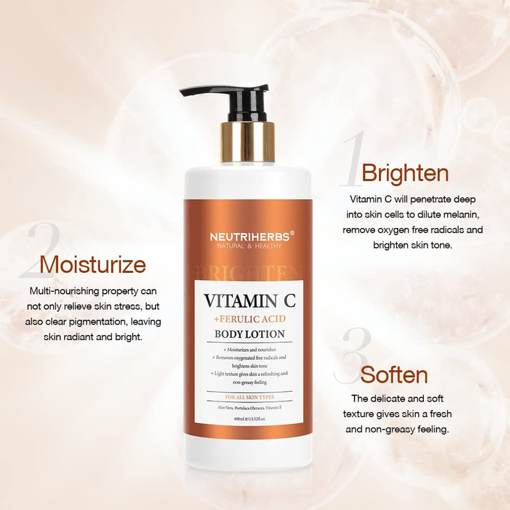 Neutriherbs Body Lotion for Women Dry Skin with Vitamin C Ferulic Acid Natural Body Lotion Moisturizes and Nourishes for