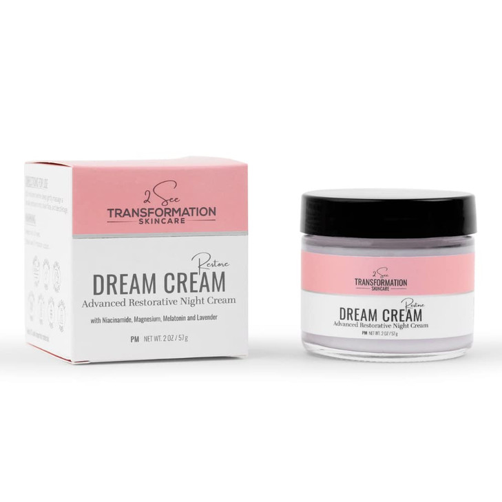 Dream Cream Menopause Skincare Night Cream Wake Up Rested Restored with Hyaluronic Acid Niacinamide Peptides Melatonin a