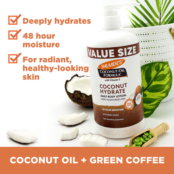 Palmers Coconut Oil Formula Body Lotion for Dry Skin Hand Body Moisturizer with Green Coffee Extract Vitamin E Value Siz