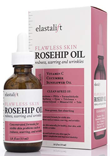 Elastalift Rosehip Oil for face with Vitamin C and Cucumber Pure Rosehip face oil helps with Wrinkles Scarring and Redne